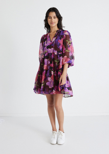 BY ROSA. Billie LS V Neck Tiered Mini Dress - Purple Orchid | Abbey Road Kaikoura