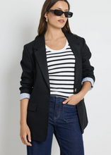 Load image into Gallery viewer, Ivy &amp; Jack\Dock Ramie Rolled Sleeve Blazer/ Black|Abbey Road