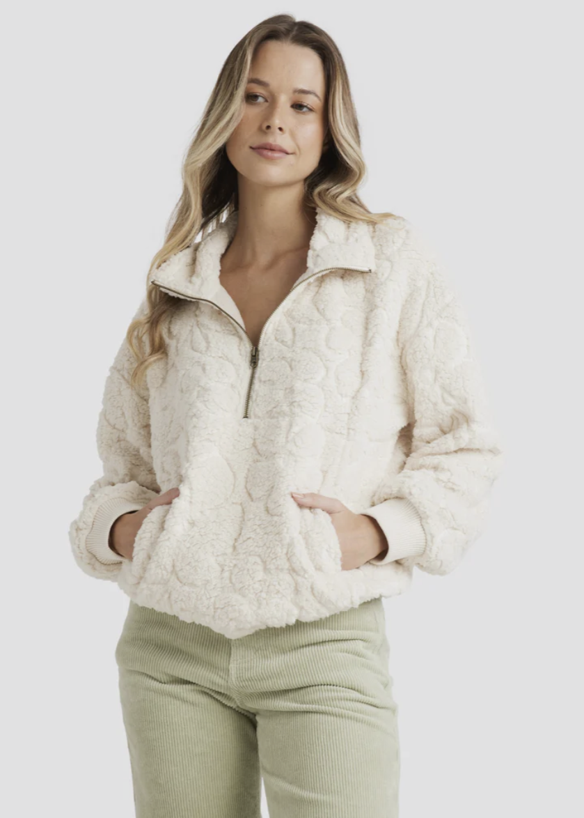 Billabong\Fireside Cosy Half Zip Crew / Whitecap|Abbey Road