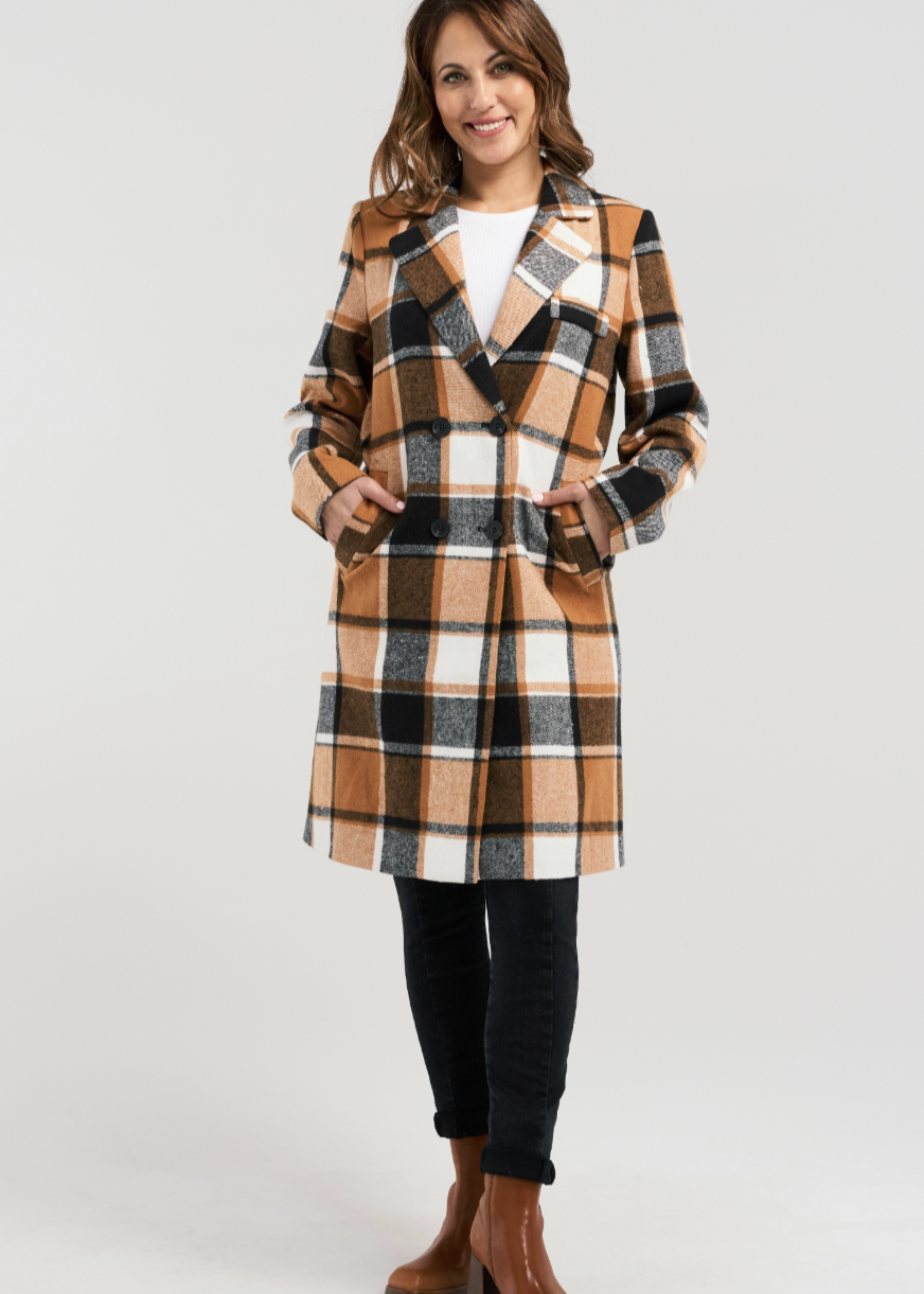 Zafina\Felix Coat /Orange Plaid|Abbey Road