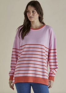 Betty Basics\Easy Crew Sweat /Pink Orange Stripe|Abbey Road