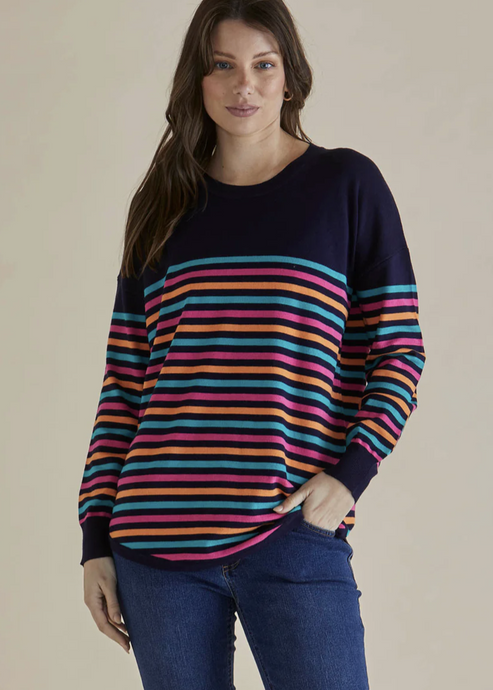 Betty Basics\Sophie Knit Jumper /Rainbow Stripe|Abbey Road
