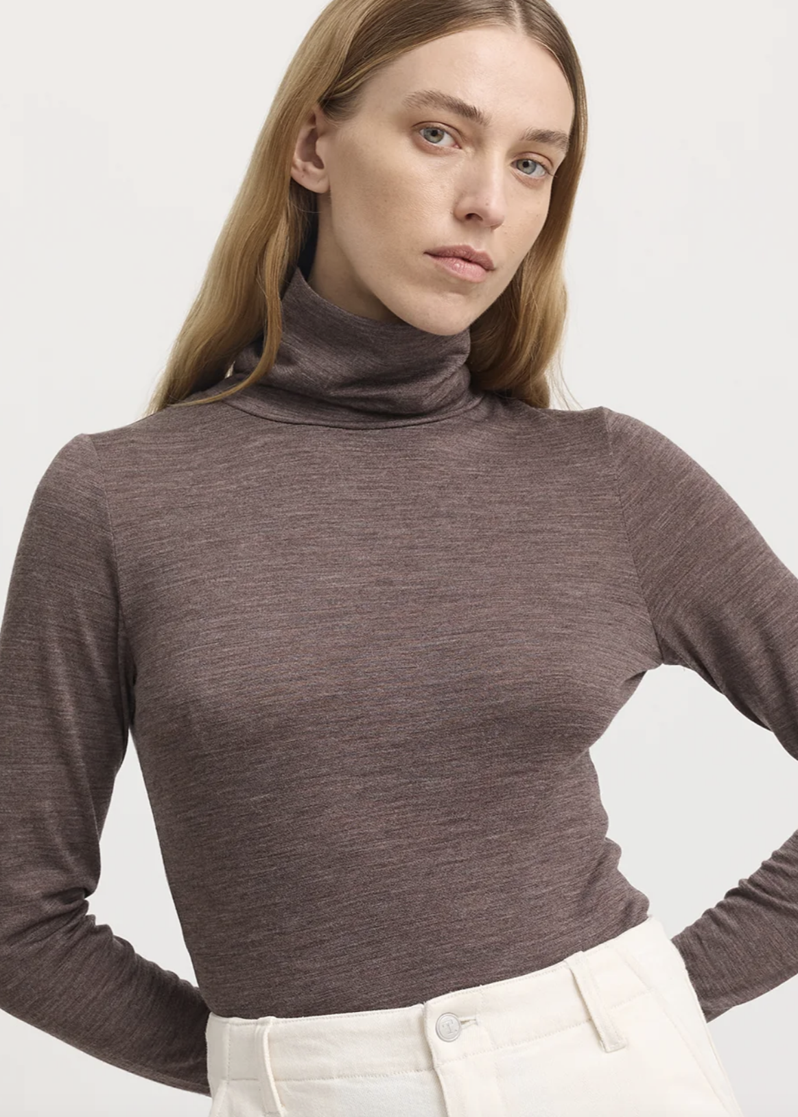 Toorallie\Turtle Neck Merino Tee /Mocha|Abbey Road