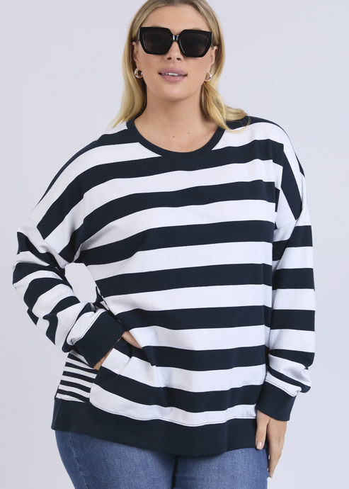 Elm\Mill Crew /Navy & White Stripe|Abbey Road