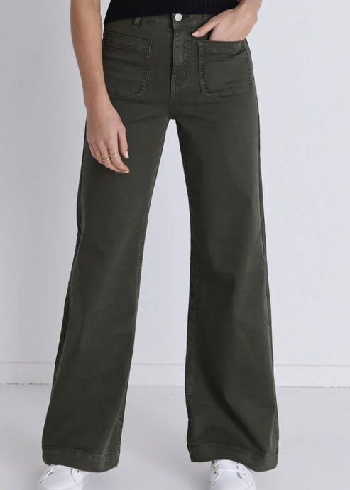 Among The Brave\Zoey High Rise Wide Leg Jean /Khaki|Abbey Road