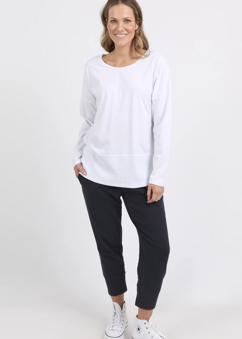 Elm\Rib L/S Tee/ White|Abbey Road