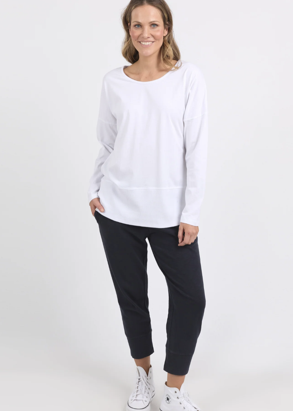 Elm\Rib L/S Tee/ White|Abbey Road