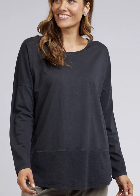 Elm\Fundamental Rib L/S Tee/ Washed Black|Abbey Road