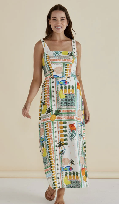 Tegan Midi Dress / Paradise Print | Abbey Road Kaikoura