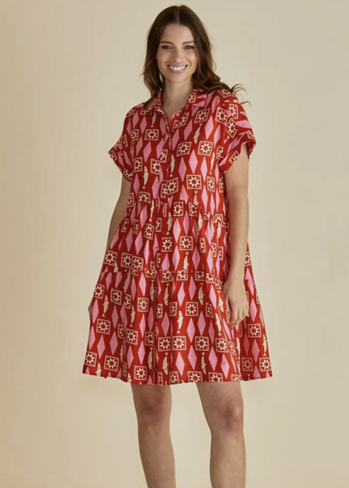 Copacabana Shirt Dress - Sardinia Geo Print | Abbey Road Kaikoura