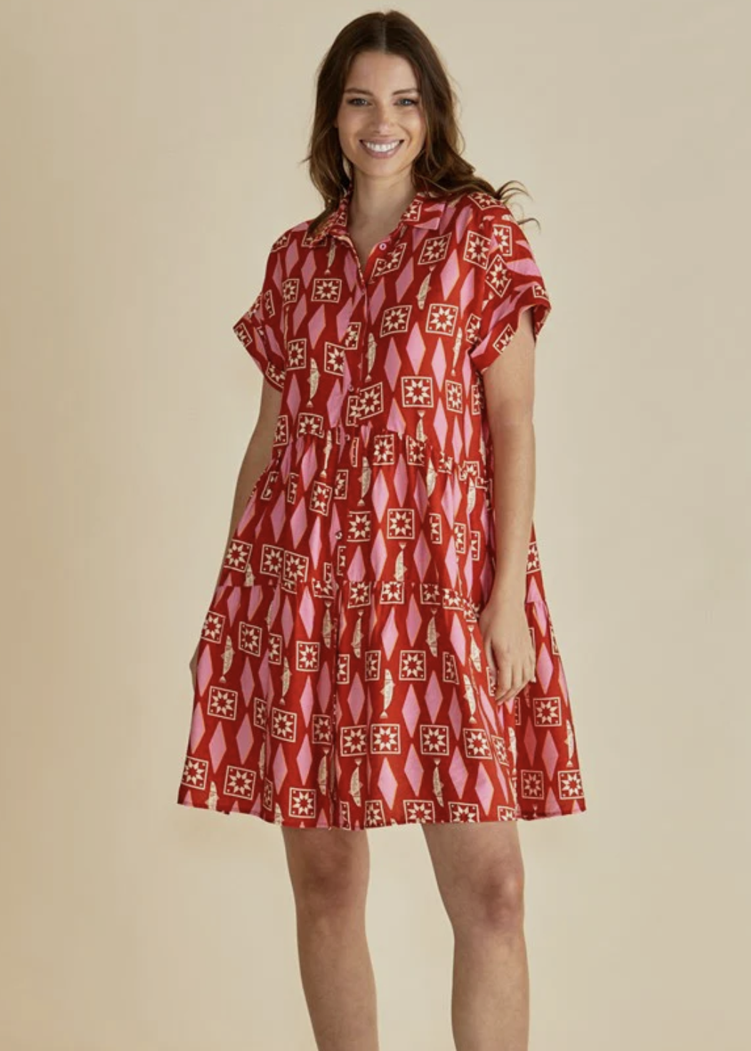 Copacabana Shirt Dress - Sardinia Geo Print | Abbey Road Kaikoura