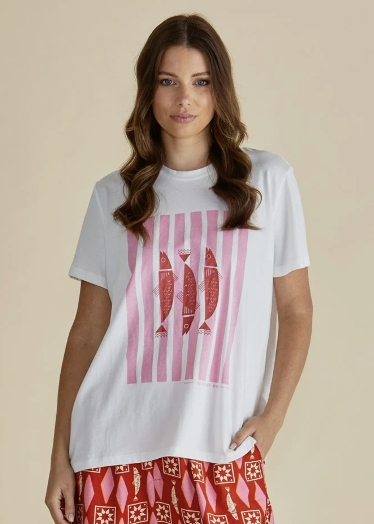 Ellia Crew Tee - Sardinia Print | Abbey Road Kaikoura