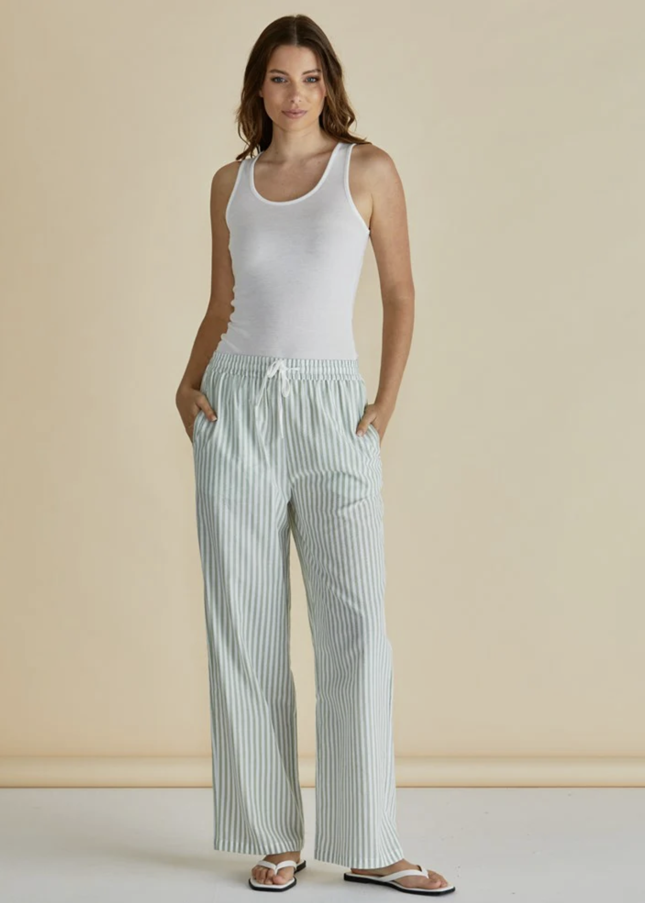 Georgie Pants - Green Stripe | Abbey Road Kaikoura