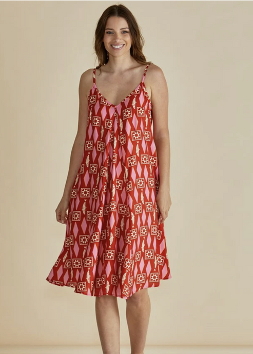 Harriet Dress - Sardinia Geo Print | Abbey Road Kaikoura