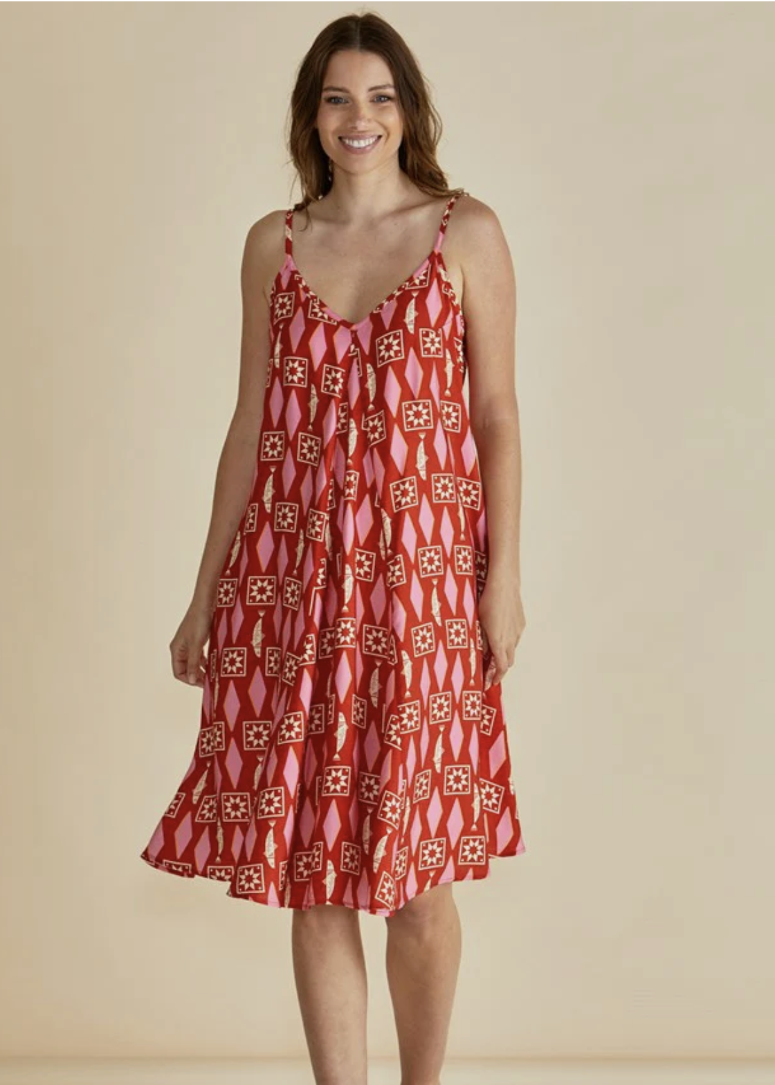 Harriet Dress - Sardinia Geo Print | Abbey Road Kaikoura