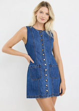 Load image into Gallery viewer, Avenue Marine Blue Denim Mini Vest Dress | Abbey Road Kaikoura
