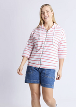 Load image into Gallery viewer, Beachy Hoodie White Sugar Coral Stripe | Abbey Road Kaikoura