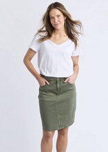Load image into Gallery viewer, Belle Denim Skirt Khaki | Abbey Road Kaikoura