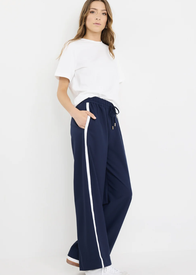Townie Blue Side Stripe Elastic Waist Pants | Abbey Road Kaikoura