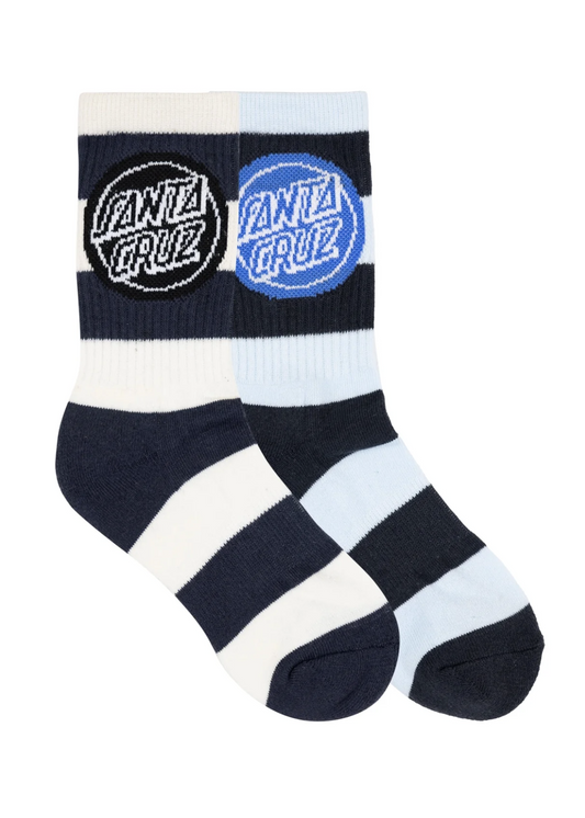 Reverse Dot Crew Sock - Dark Blue Stripe Off Black  | Abbey Road Kaikoura