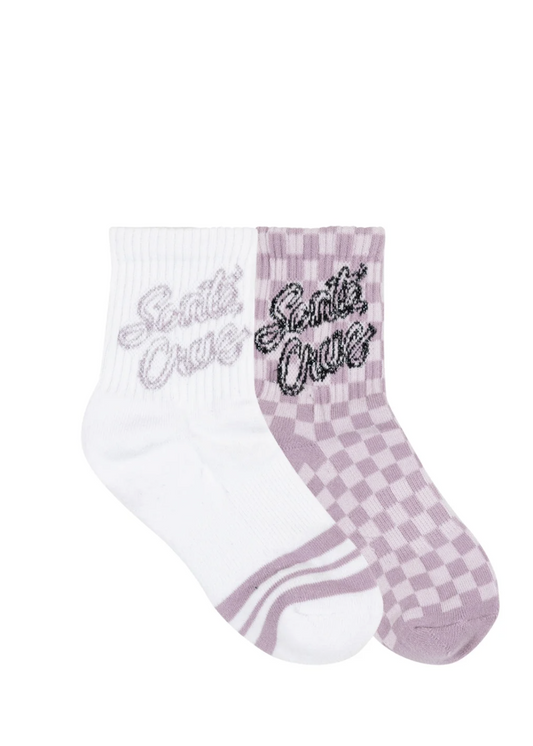 Ribbion Script Checkboard Mid Sock 2-6 | Abbey Road Kaikoura