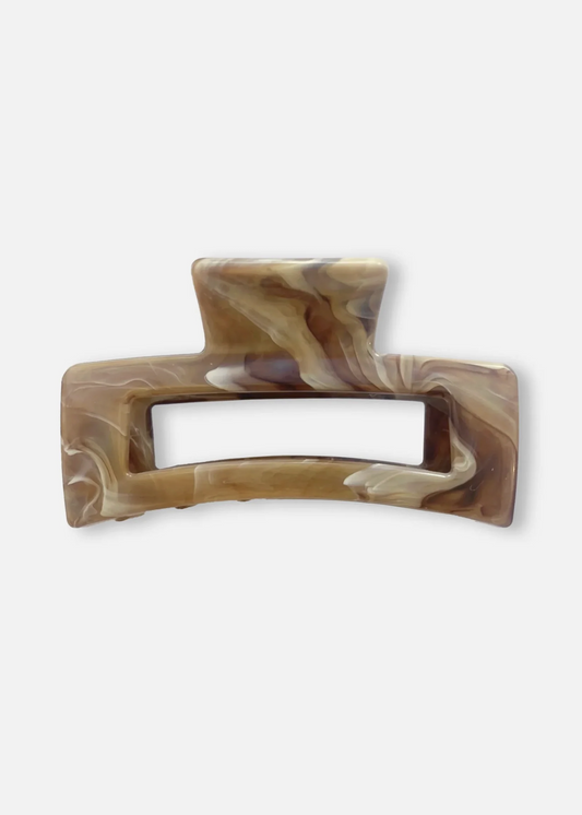 Rectangle Hair Claw - Marbled Caramel | Abbey Road Kaikoura