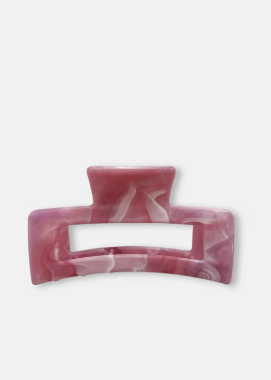 Rectangle Hair Claw Marbled Hot Pink  | Abbey Road Kaikoura
