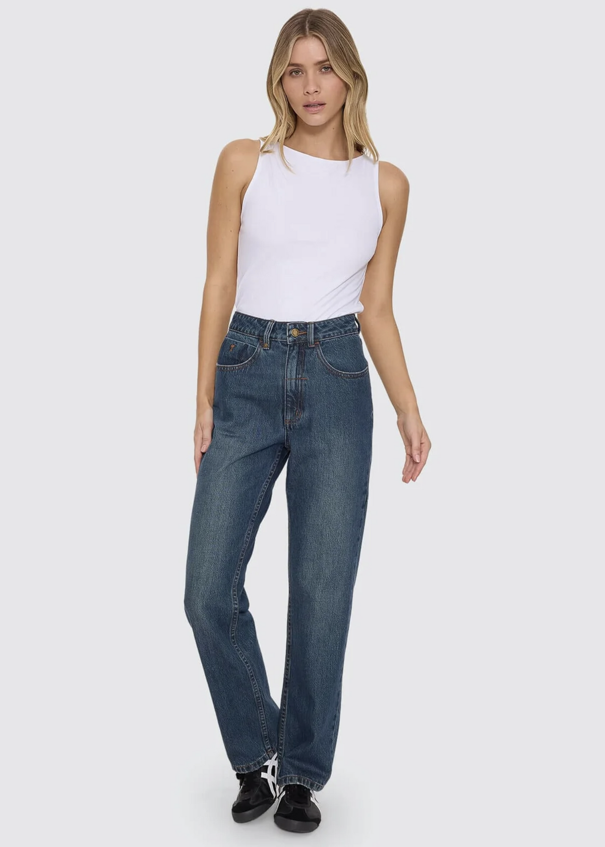 Stevie Mid Rise Straight Jean - Teal Blue Used | Abbey Road Kaikoura