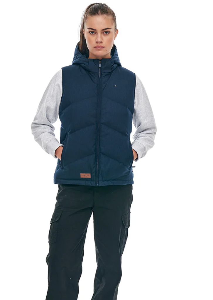Huffer WNS Classic Down Vest/Hrgbone Navy|Abbey Road