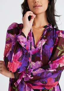 BY ROSA. Billie LS V Neck Tiered Mini Dress - Purple Orchid | Abbey Road Kaikoura