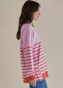 Betty Basics\Easy Crew Sweat /Pink Orange Stripe|Abbey Road