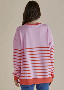 Betty Basics\Easy Crew Sweat /Pink Orange Stripe|Abbey Road