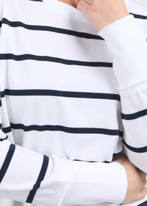 Foxwood\Farrah Stripe Long Sleeve /WhiteNavy Stripe|Abbey Road