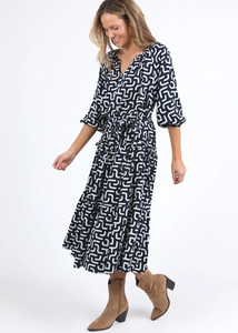 Elm\Gemma Geo Dress/Navy|Abbey Road