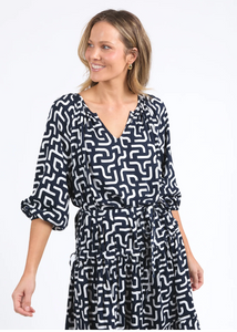 Elm\Gemma Geo Dress/Navy|Abbey Road