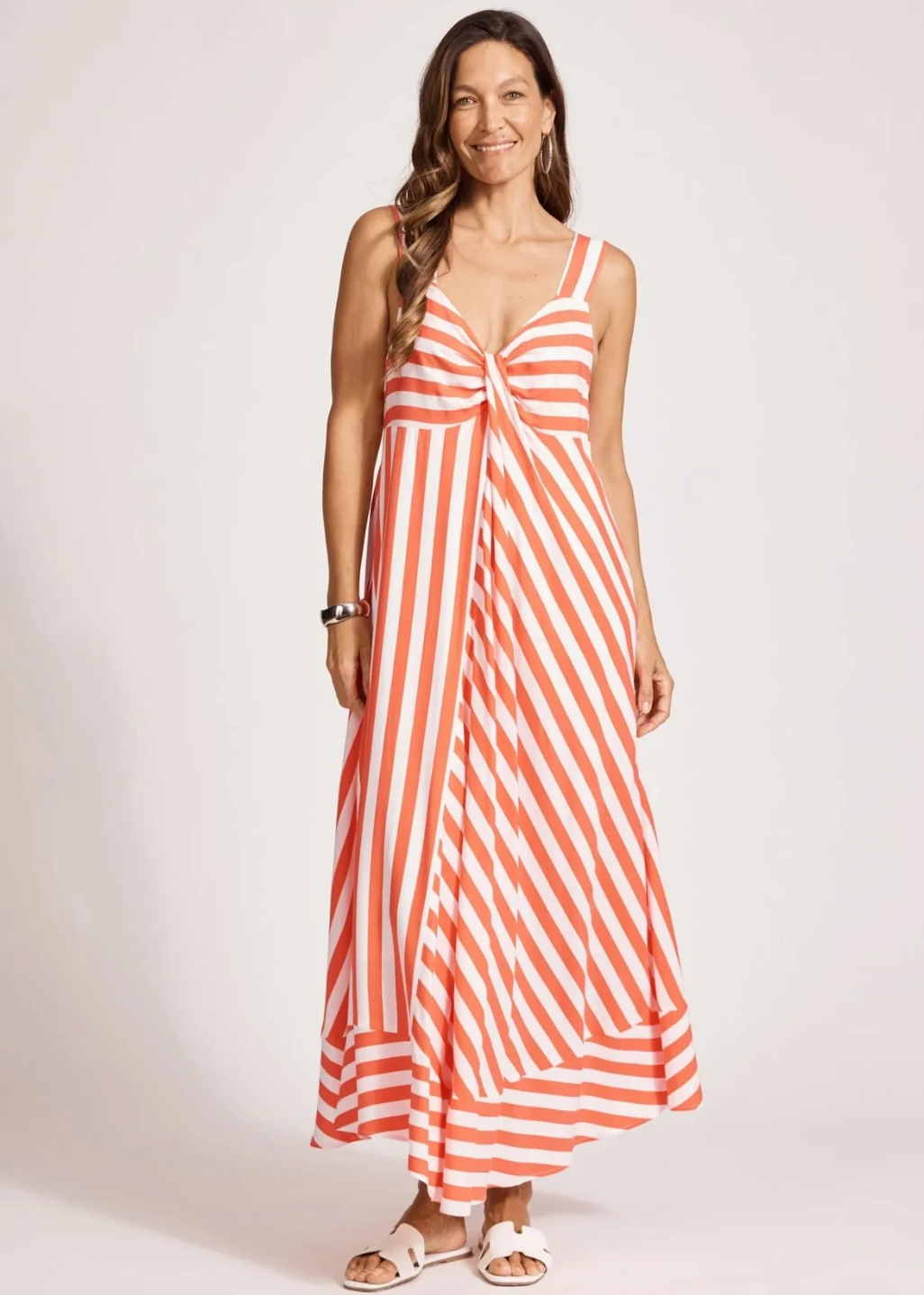 Treville Stripe Tank Maxi Dress Coral | Abbey Road Kaikoura