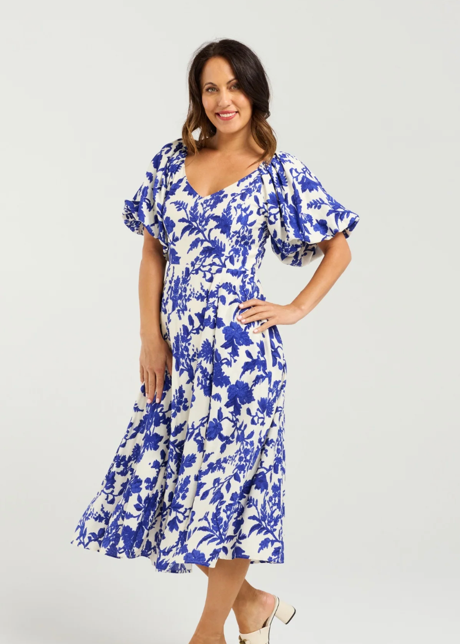 Gabrielle Dress Cobalt Blossom | Abbey Road Kaikoura