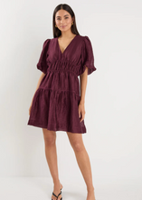 Load image into Gallery viewer, Axel V Neck Mini Dress Burgundy Plum | Abbey Road Kaikoura
