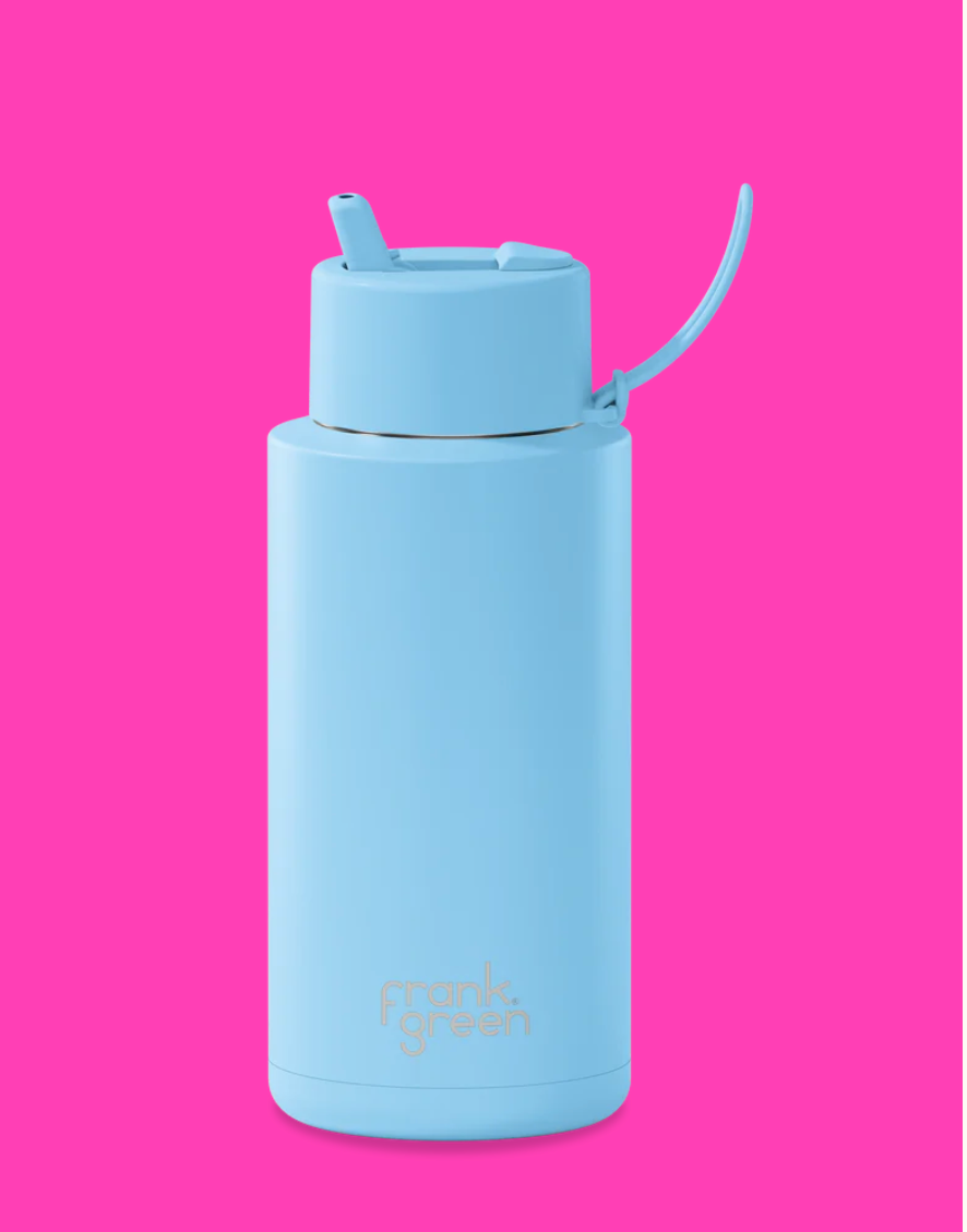 34oz Ceramic Reusable Bottle Straw Lid