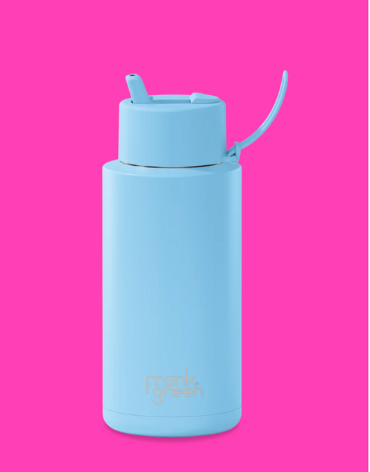 34oz Ceramic Reusable Bottle Straw Lid