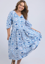 Load image into Gallery viewer, Dolice Tile Midi Dress Ocean Tile Print | Abbey Road Kaikoura