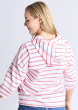 Load image into Gallery viewer, Beachy Hoodie White Sugar Coral Stripe | Abbey Road Kaikoura