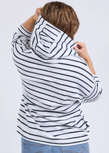 Load image into Gallery viewer, Beachy Hoodie White/Navy Stripe | Abbey Road Kaikoura