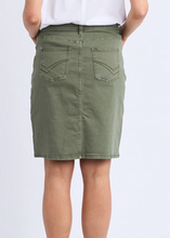 Load image into Gallery viewer, Belle Denim Skirt Khaki | Abbey Road Kaikoura