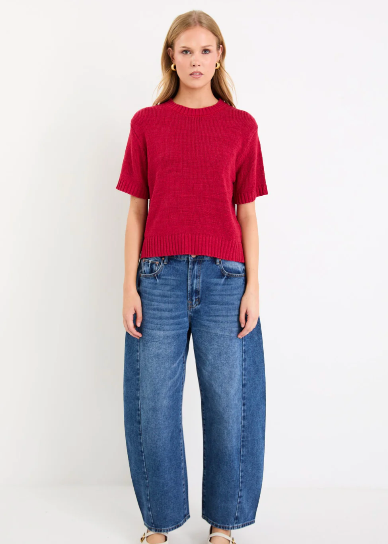 Loveable Cherry Tape Yarn Knit Tee | Abbey Road Kaikoura