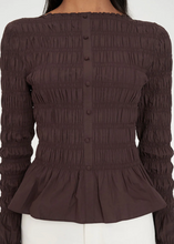 Load image into Gallery viewer, LS Shirred Top - Chestnut | Abbey Road Kaikoura