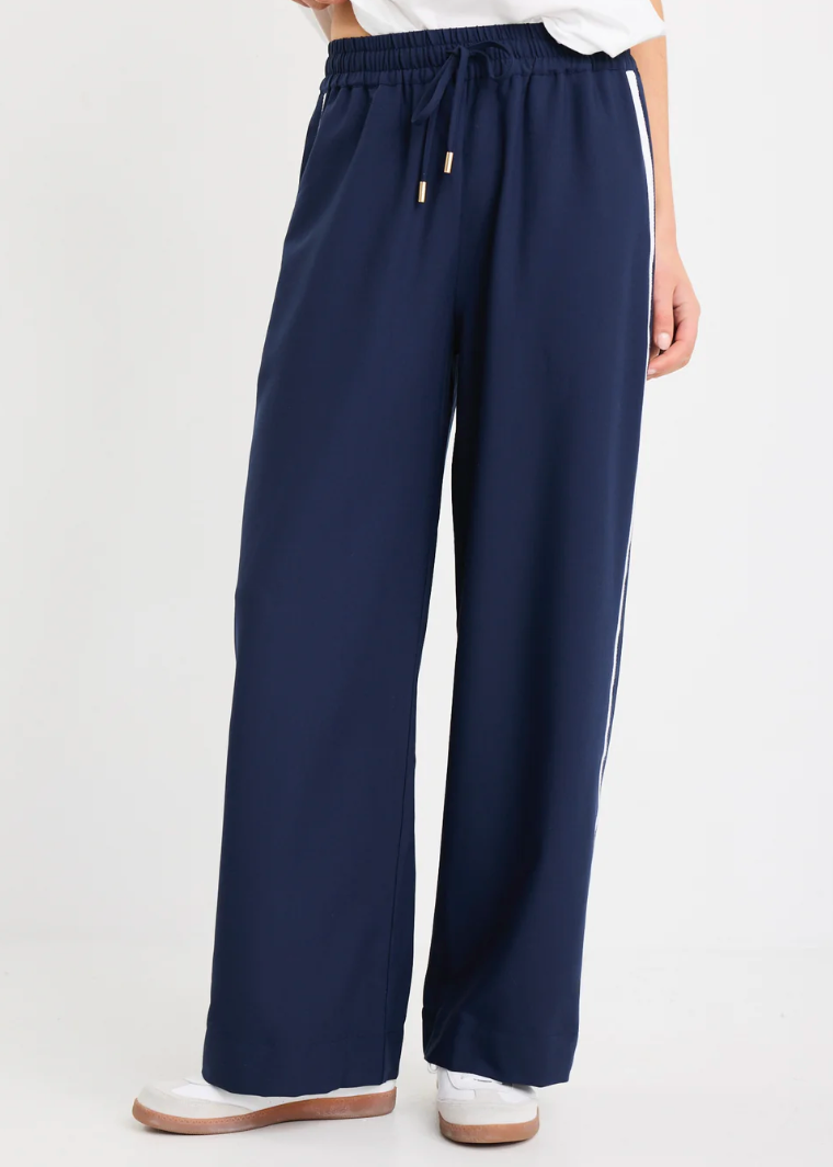 Townie Blue Side Stripe Elastic Waist Pants | Abbey Road Kaikoura