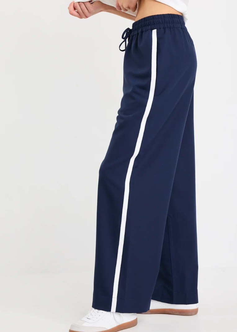 Townie Blue Side Stripe Elastic Waist Pants | Abbey Road Kaikoura