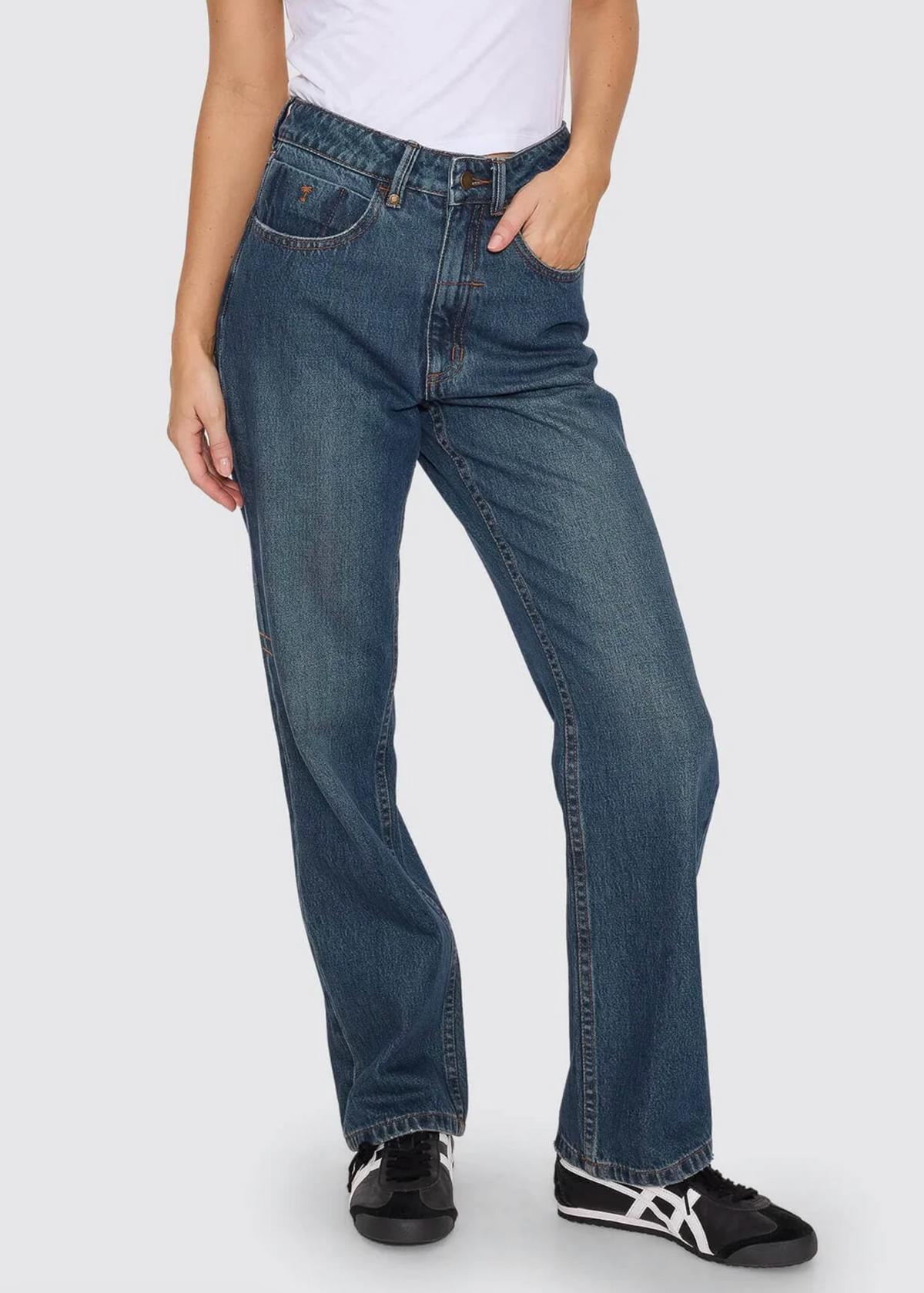 Stevie Mid Rise Straight Jean - Teal Blue Used | Abbey Road Kaikoura