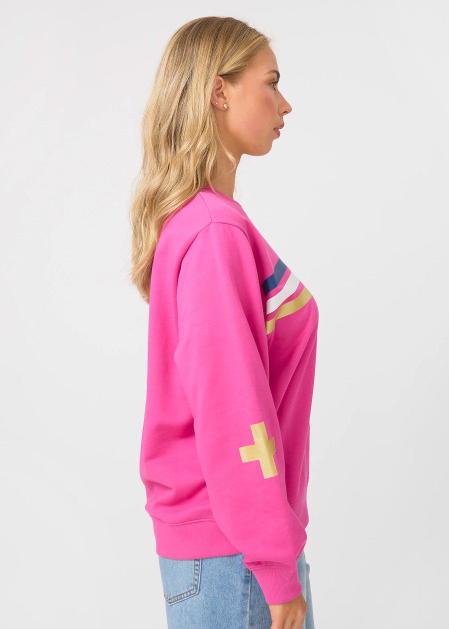 Essential Sweatshirt - Cerise Rose Stars / Stripes | Abbey Road Kaikoura